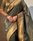 Bottle Green Tissue Paithani Zari Woven Saree