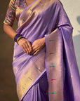 Lavender Tissue Paithani Zari Woven Saree