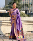 Lavender Tissue Paithani Zari Woven Saree