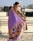 Lavender Tissue Paithani Zari Woven Saree