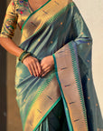 Green Tissue Paithani Zari Woven Saree