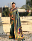 Green Tissue Paithani Zari Woven Saree