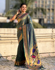 Green Tissue Paithani Zari Woven Saree