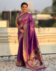 Purple Tissue Paithani Zari Woven Saree