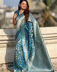 Blue Banarasi Soft Silk Zari Woven 3D Saree