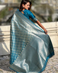 Blue Banarasi Soft Silk Zari Woven 3D Saree