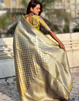 Mehendi Banarasi Soft Silk Zari Woven 3D Saree