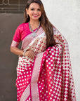 Magenta Banarasi Soft Silk Zari Woven 3D Saree