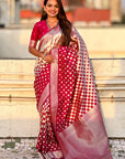 Magenta Banarasi Soft Silk Zari Woven 3D Saree