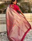 Magenta Banarasi Soft Silk Zari Woven 3D Saree