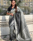 Black Banarasi Soft Silk Zari Woven 3D Saree