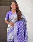 Lavender Banarasi Soft Silk Zari Woven 3D Saree
