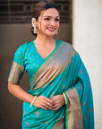 Sky Blue Zari Woven Nath Yeola Paithani Silk Saree