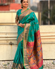 Sky Blue Zari Woven Nath Yeola Paithani Silk Saree