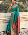 Sky Blue Zari Woven Nath Yeola Paithani Silk Saree