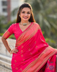 Pink Zari Woven Nath Yeola Paithani Silk Saree