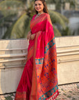Pink Zari Woven Nath Yeola Paithani Silk Saree