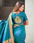 Green Zari Woven Mahalaxmi God Paithani Silk Saree