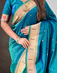 Green Zari Woven Mahalaxmi God Paithani Silk Saree