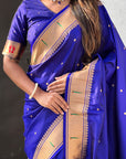 Violet Zari Woven Mahalaxmi God Paithani Silk Saree