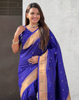 Violet Zari Woven Mahalaxmi God Paithani Silk Saree