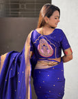 Violet Zari Woven Mahalaxmi God Paithani Silk Saree