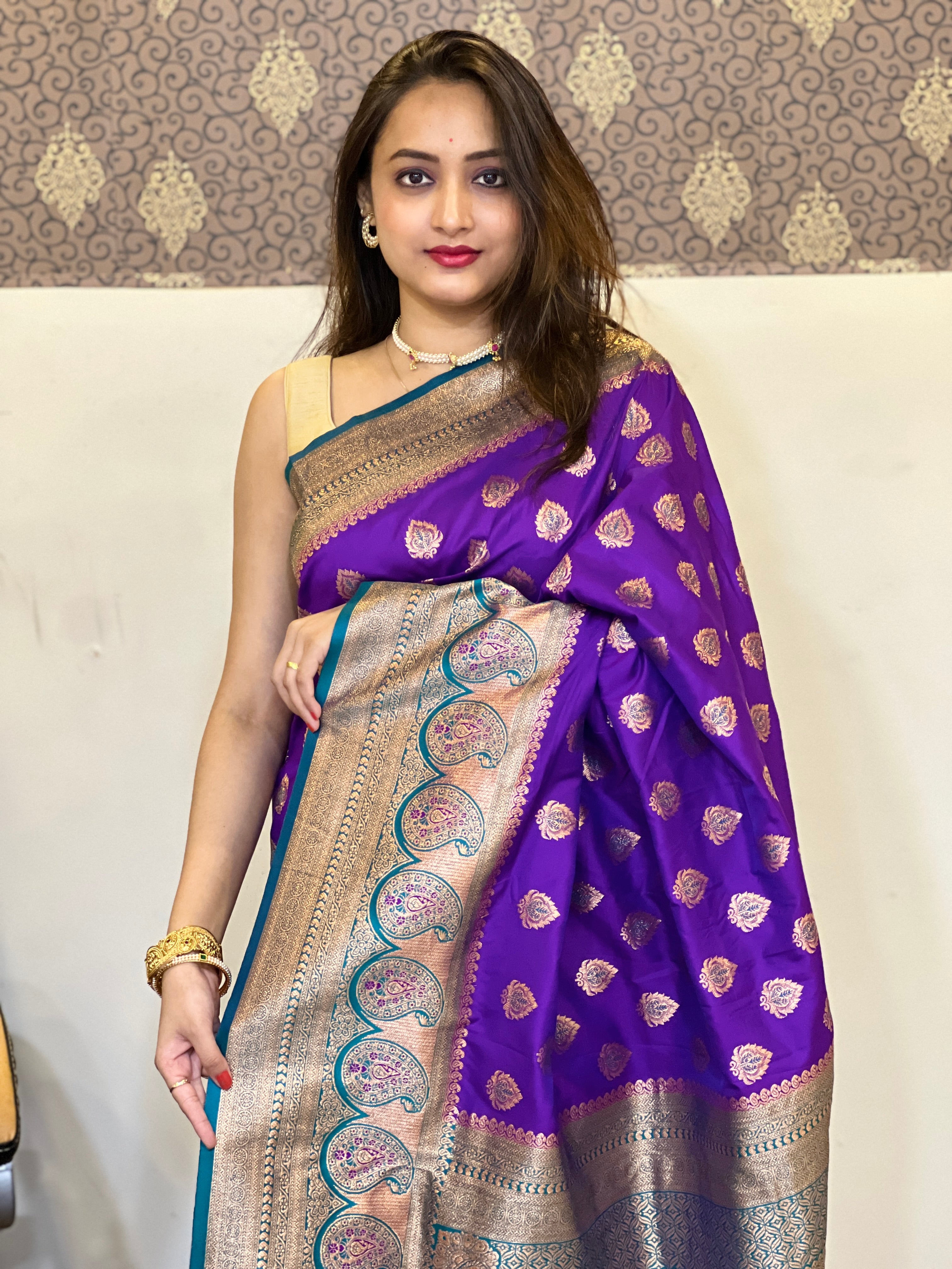 Purple Woven Silk Saree