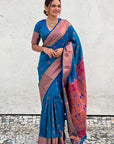 Blue Zari Woven Nath Yeola Paithani Silk Saree
