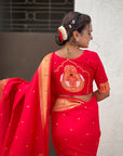 Red Zari Woven Mahalaxmi God Paithani Silk Saree