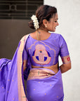 Lavender Zari Woven Mahalaxmi God Paithani Silk Saree