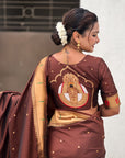 Coffee Zari Woven Mahalaxmi God Paithani Silk Saree