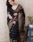 Shivani in our Jade Black Pashmina Kashmiri Silk Zari Woven Saree