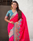 Pink Pashmina Darbari Silk Zari Woven Saree