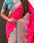 Pink Pashmina Darbari Silk Zari Woven Saree