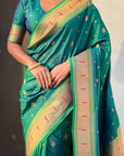 Green Peacock Paithani Zari Woven Saree