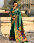 Green Peacock Paithani Zari Woven Saree