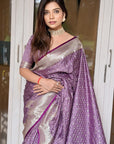 Lavender Banarasi Satin Silk Zari Woven Saree