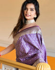 Lavender Banarasi Satin Silk Zari Woven Saree