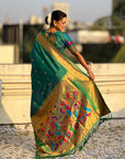 Green Peacock Paithani Zari Woven Saree