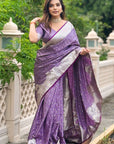 Lavender Banarasi Satin Silk Zari Woven Saree