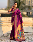 Purple Peacock Paithani Zari Woven Saree
