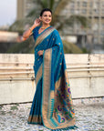 Blue Peacock Paithani Zari Woven Saree