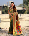Mehendi Green Peacock Paithani Zari Woven Saree