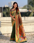 Mehendi Green Peacock Paithani Zari Woven Saree