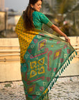 Yellow Soft Silk Zari Woven Patola Saree with Contrast Weaves