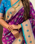 Wine Paithani Jaal Silk Zari Woven Saree
