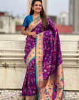 Wine Paithani Jaal Silk Zari Woven Saree