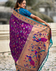 Wine Paithani Jaal Silk Zari Woven Saree