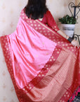 Baby Pink Soft Silk Banarasi Wavy Unique Zari Woven Saree