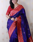 Violet Soft Silk Banarasi Wavy Unique Zari Woven Saree